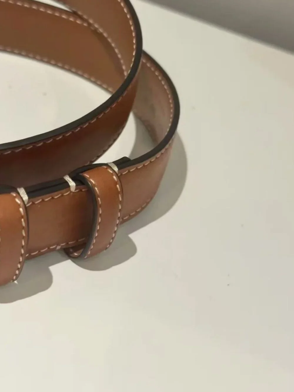 Celine Triomphe Buckle Thin Leather Waist Belt
